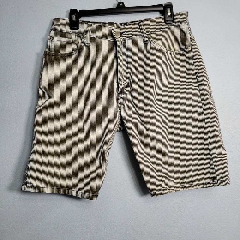Vtg Levi's 505 Mens Shorts Size 32 Hickory Railroad Stripe Denim Jorts Retro Dad